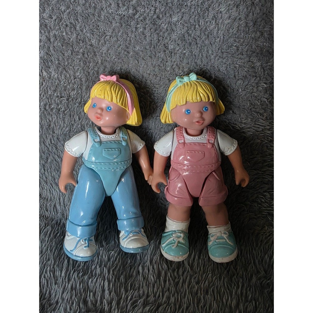 Vintage 1993 Fisher Price Loving Family Dollhouse Figures Blonde Girls Set of 2